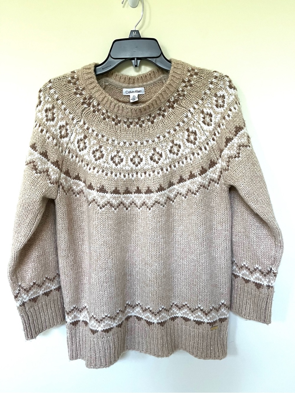 Calvin Klein Classic Fair Isle Crewneck Sweater - Size Medium